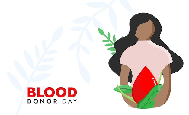 Blood Donor Day Illustration Girl Holding Blood Drop