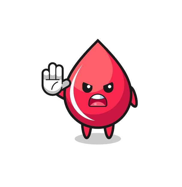 Blood drop character doing stop gesture