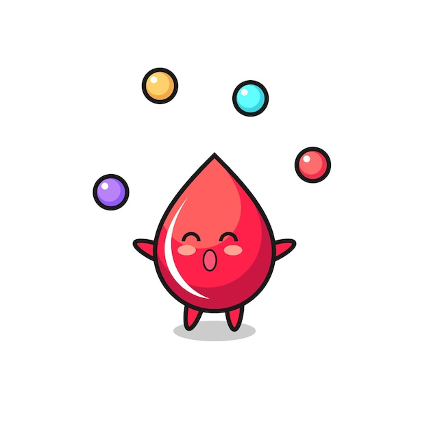 The blood drop circus cartoon juggling a ball , cute style design for t shirt, sticker, logo element