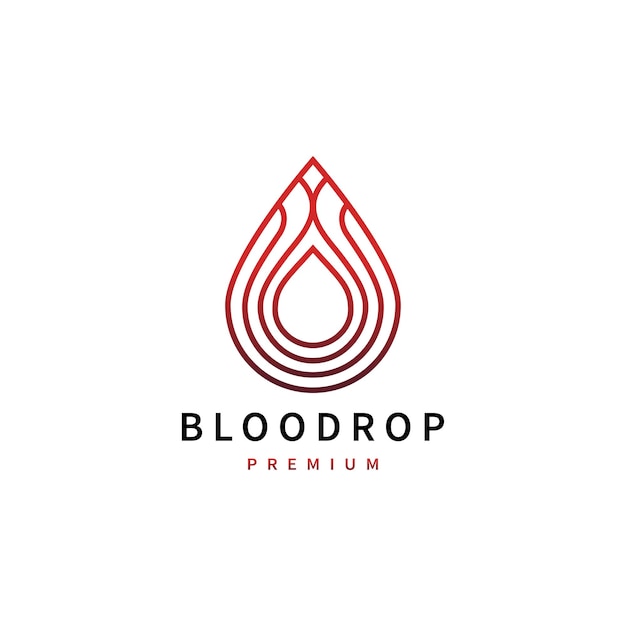 Blood drop with line art style icon logo design