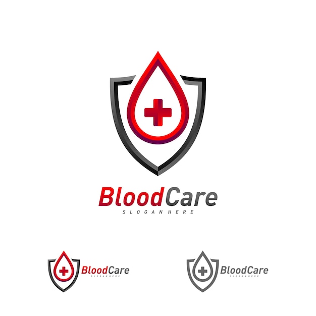 Blood droplet Shield logo template vector Creative Droplet Blood logo design concept