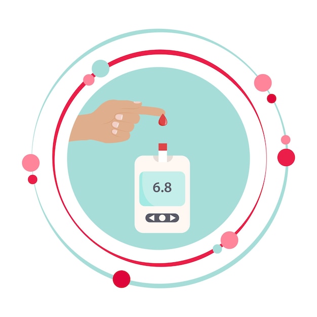 Blood prick test on a glucometer vector illustration diabetes monitoring icon