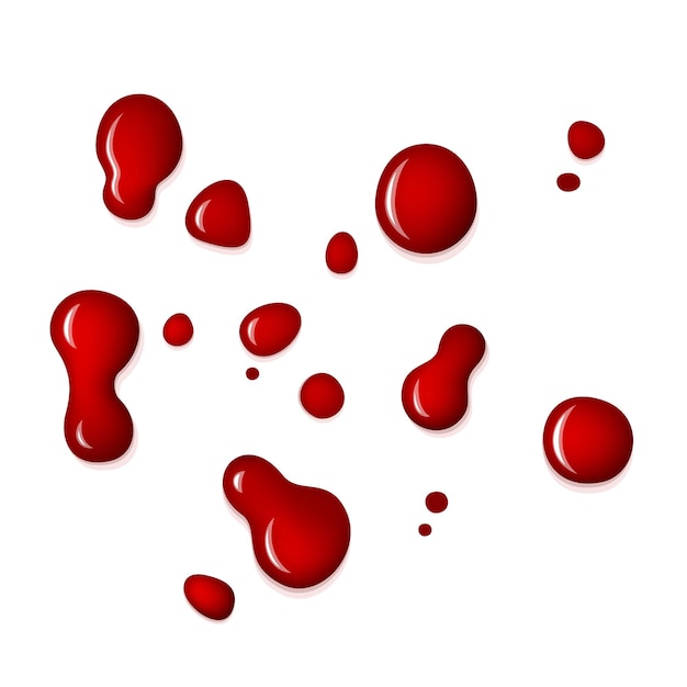 Blood Red Splashes. Drops on White Background. Vector illustration