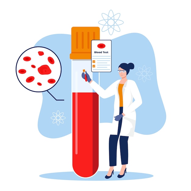 Blood test illustration concept for medical and healthcare Illustration for websites landing pages mobile applications posters and banners Trendy flat vector illustration