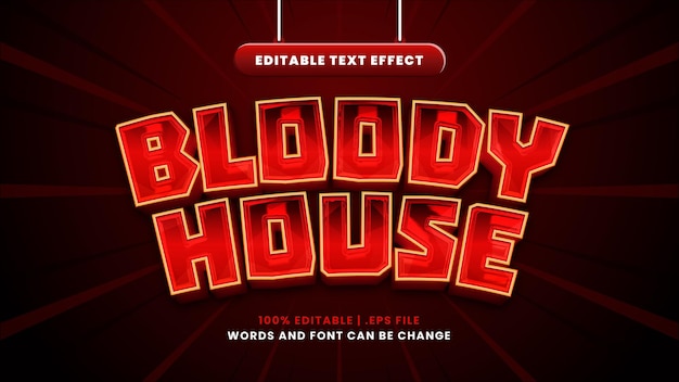 Bloody house editable text effect in modern 3d style