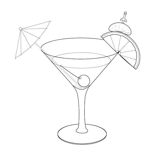 Bloody mary cocktail hand drawn Vector object on a white background Coloring book