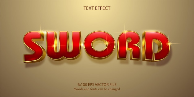 A bloody strong red cartoon style editable text effect Sword