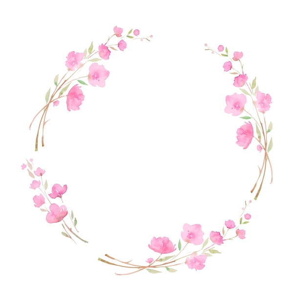 Blooming cherry sakura watercolor illustration branch with pink flowers watercolor illustration