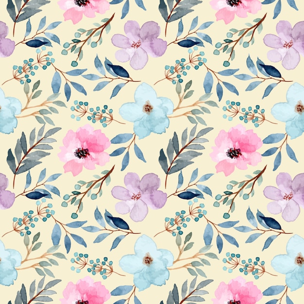 blooming floral watercolor seamless pattern