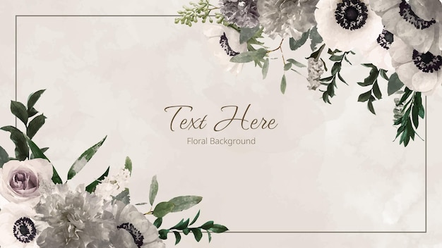 Blooming flower floral background template with place for your text