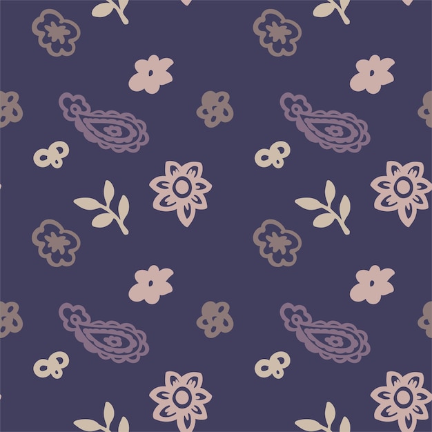 Blooming flowers paisley motif composition vectir