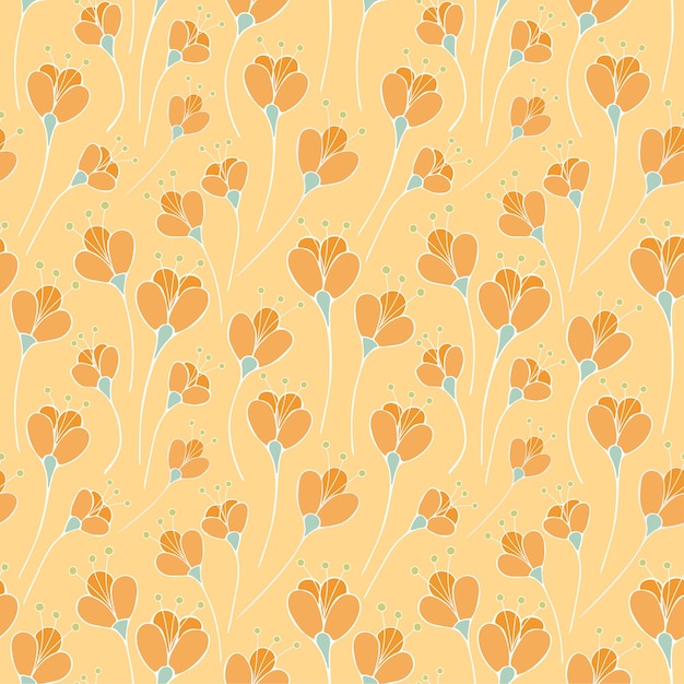 Blooming orange floral seamless pattern flowers