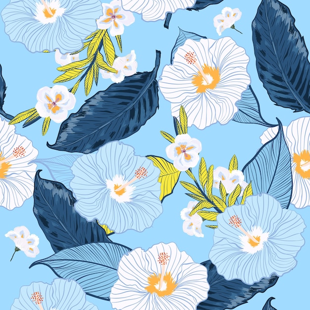 Blooming seamless vector floral pattern