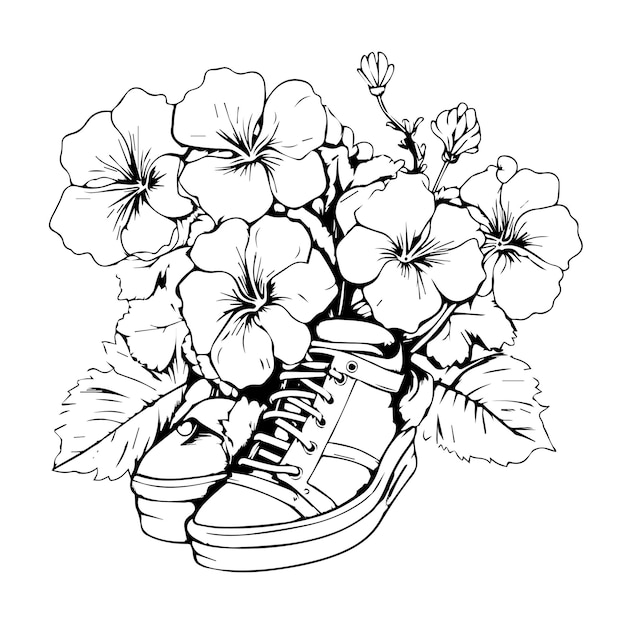 blooming in shoe coloring page