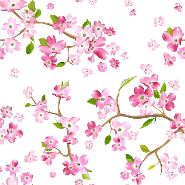 Blooming Spring Flowers Pattern Background