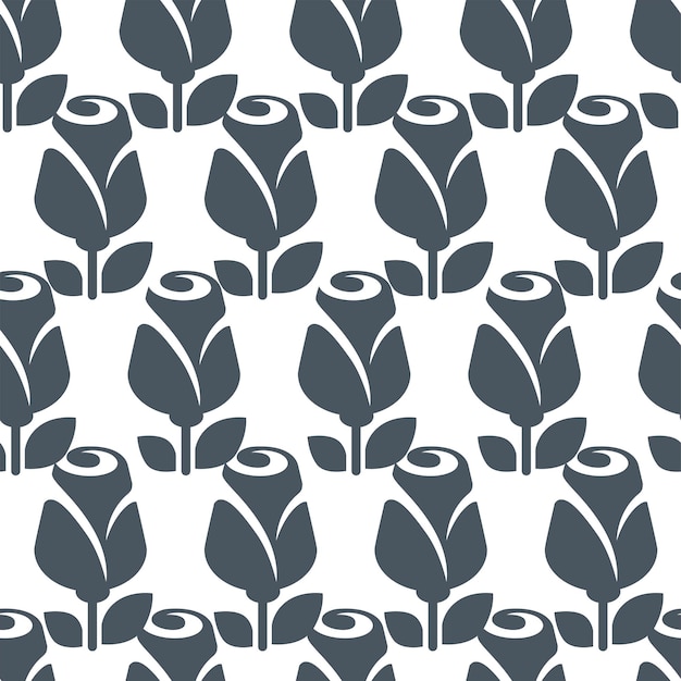 Blooming tulips with foliage seamless pattern