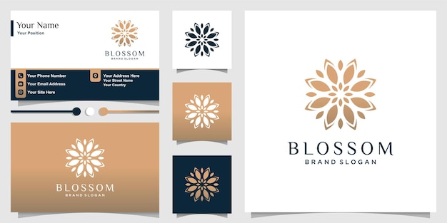 Blossom logo for beauty and spa with fresh concept and business card  template