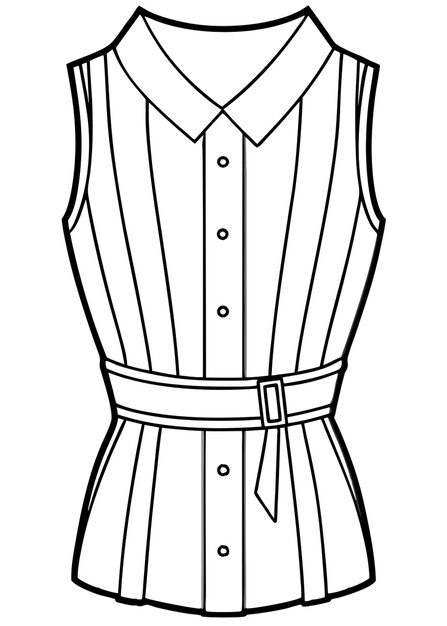 blouse waist length sleeveless vector illustration line art