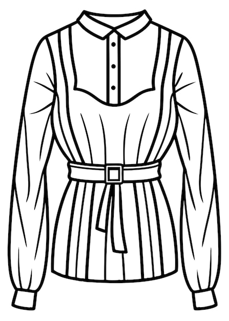 blouse waist length vector illustration line art