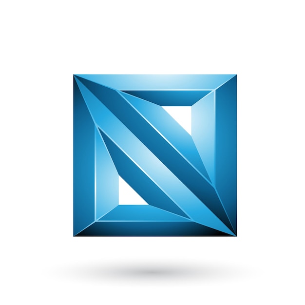 Blue 3d Geometrical Embossed Triangles and Square Shape Vector Illustration