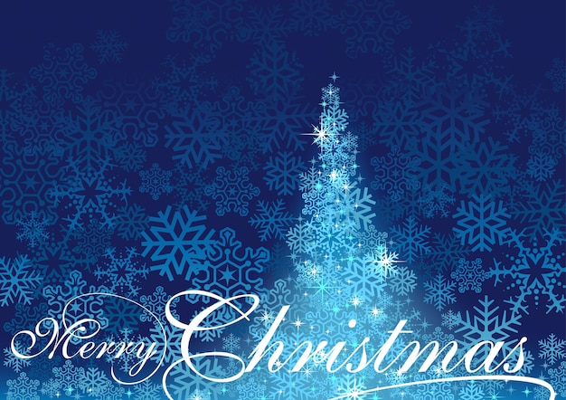 Vector blue abstract christmas tree background