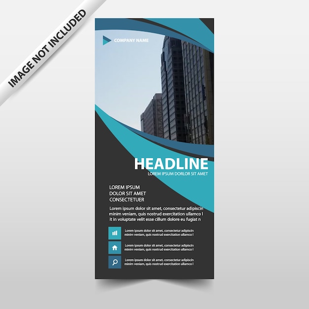 Blue Abstract curve Business Roll Up Banner flat design template