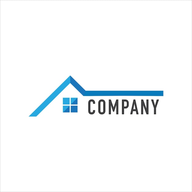 Blue Abstract House Real Estate Logo Design Template