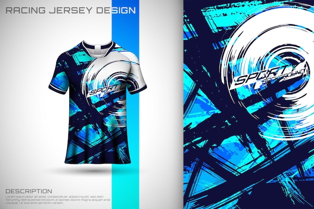 blue abstract textured sports jersey design tshirt for motocross cycling soccer racing game