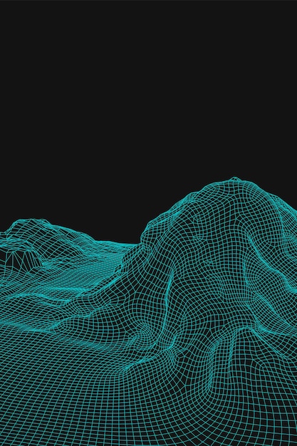 Blue abstract vector wireframe landscape