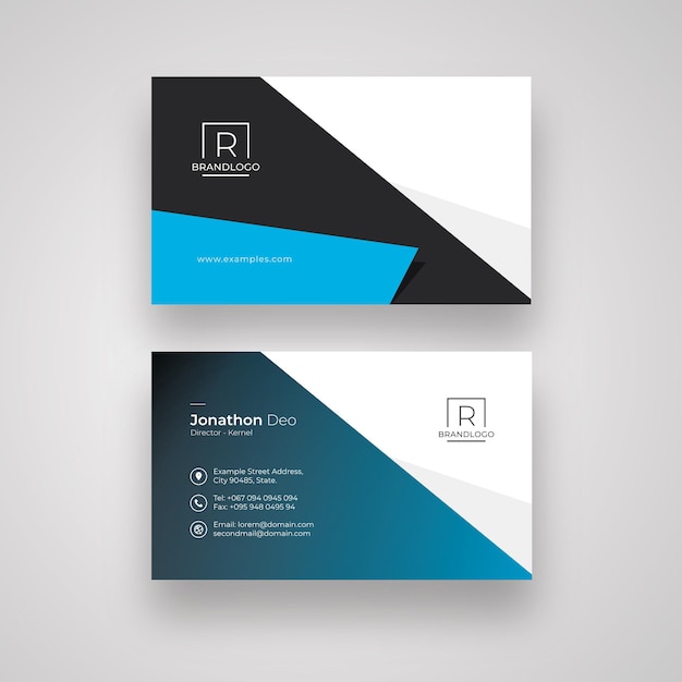 Vector blue accent business card template