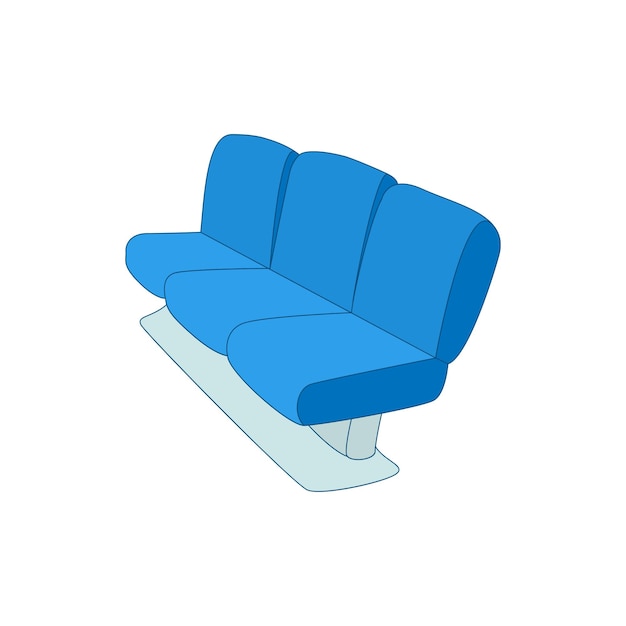 Blue airport seats icon in cartoon style on a white background