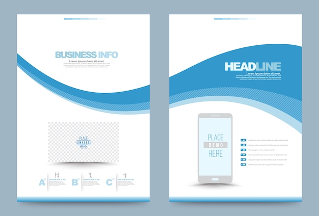 Blue Annual report brochure flyer design template  