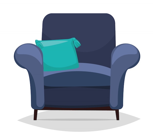 Blue armchair and pillow