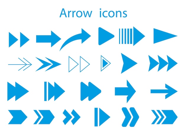 Blue arrows set. Arrow icon collection. Set different arrows or web design. Blue icon set.