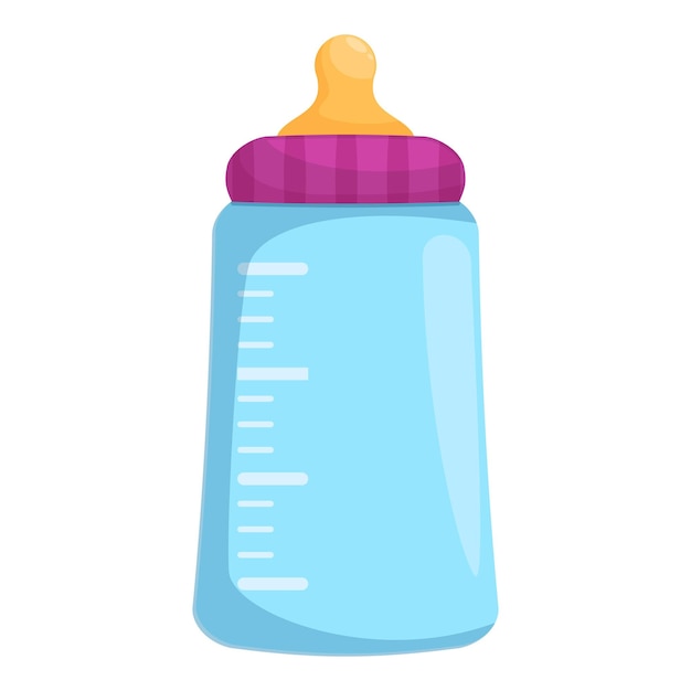 Vector blue baby bottle standing up with measurement lines