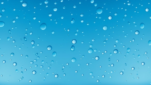 a blue background with bubbles in the water