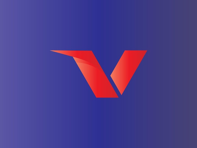 Vector a blue background with a red v logo on it