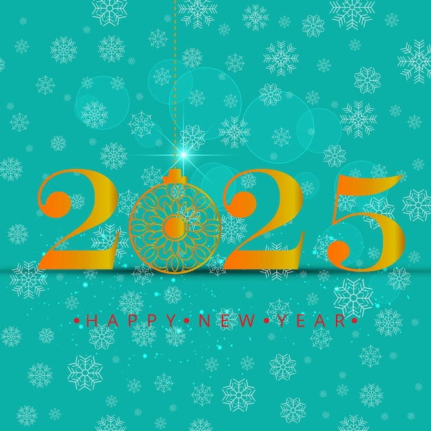 Vector a blue background with snowflakes 2025 new year greeting with 3d text