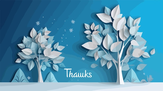 a blue background with trees and snowflakes and a blue background with snowflakes