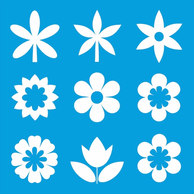 a blue background with white flowers and a blue background