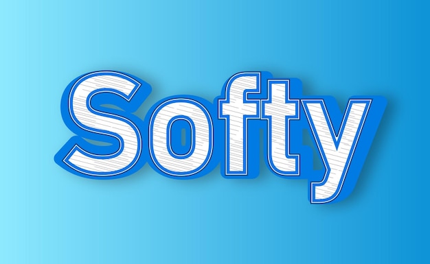 a blue background with white letters that say soft