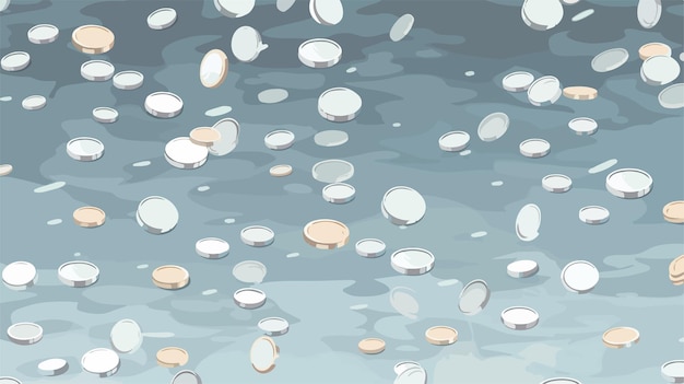 a blue background with white stones and white pebbles