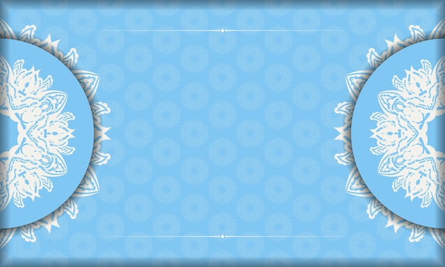 Blue banner with Indian white ornaments and place for text