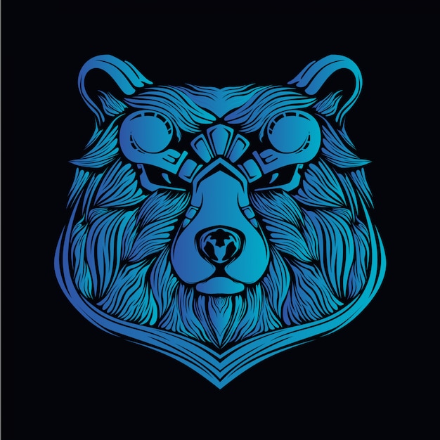 Blue bear head illustration