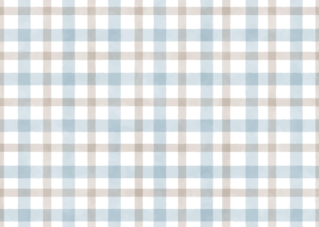 Blue and beige watercolor plaid repeat seamless pattern