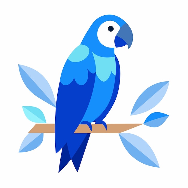 Vector a blue bird on a branch with a blue bird on it