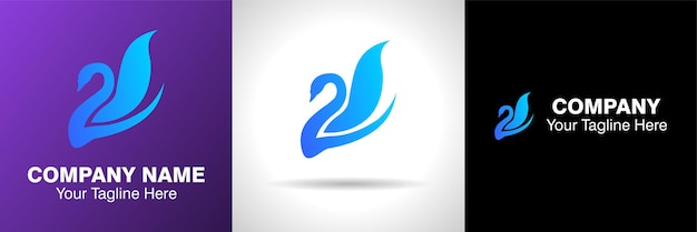 Vector a blue bird logo with the letter 2 on it