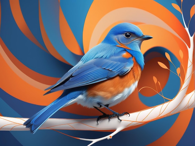 Vector blue bird with red feathers vector illustration