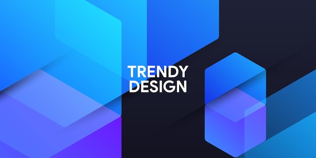 Blue and black background with the text trendy design