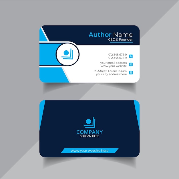 Blue and Black color vector business card design or abstract visiting card template